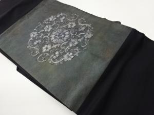 銀駒刺繍華紋模様名古屋帯